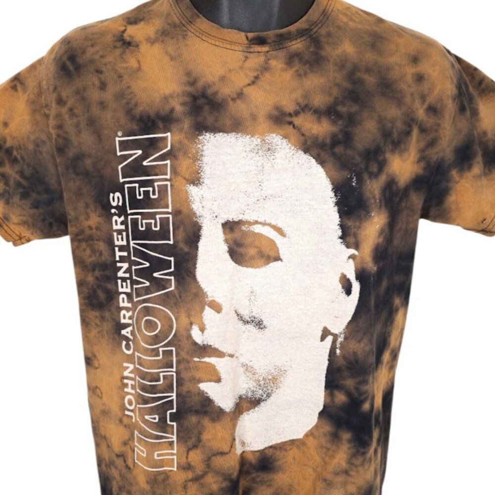 Halloween T Shirt Mens Size Small Brown Michael Myers Horror Movie Promo Tie Dye